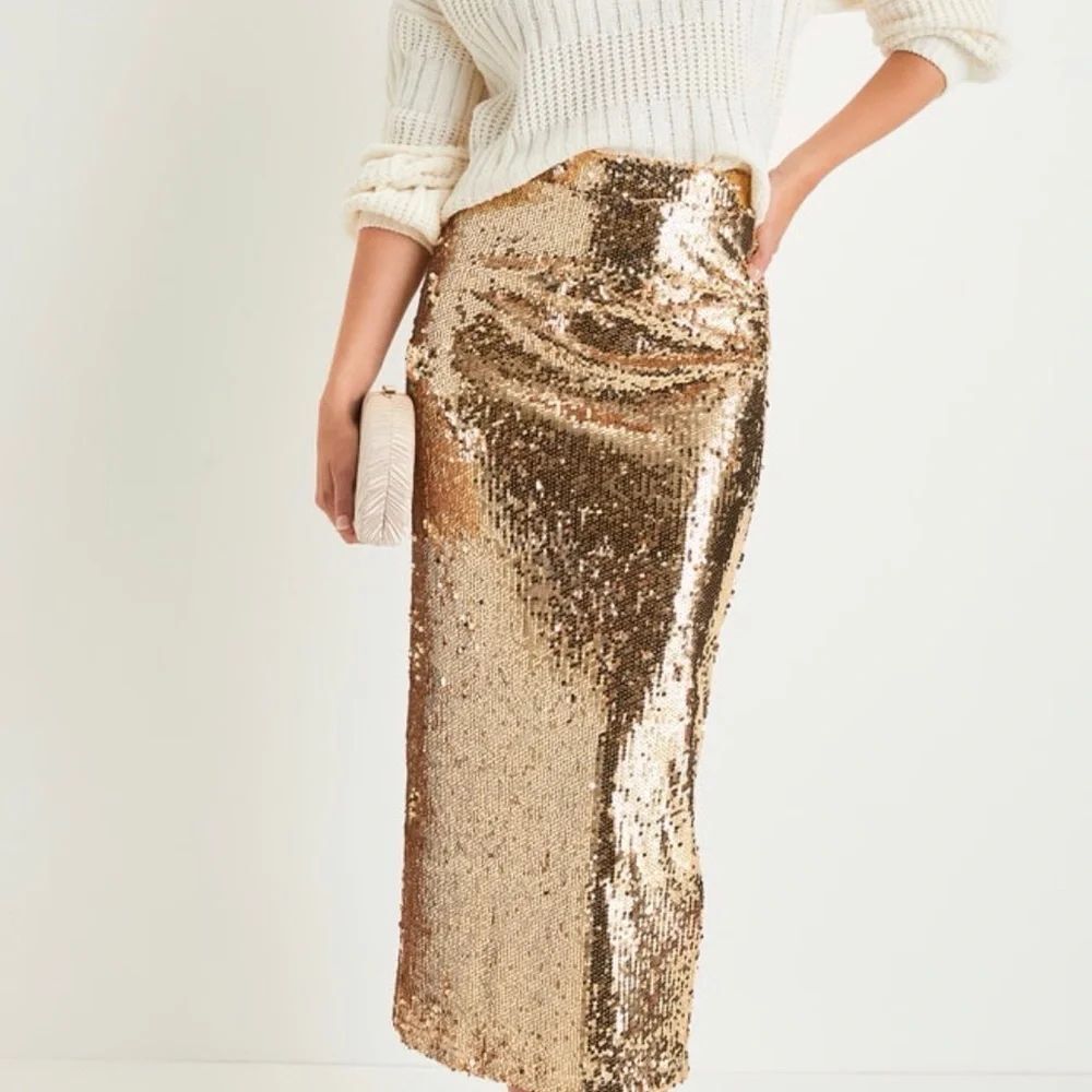 Eloquii Gold Sequin Maxi Skirt